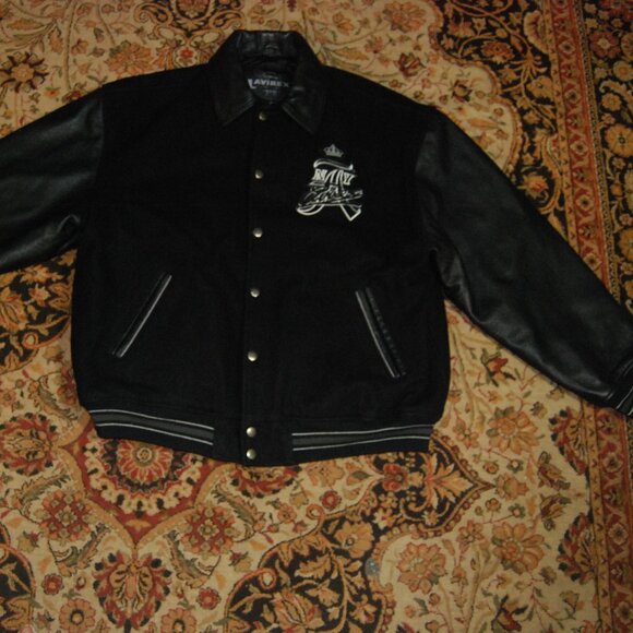 USED— Rare Vintage Avirex 90s NY Hooded American Varsity Jacket MCMLXXV club USA - Picture 1 of 16